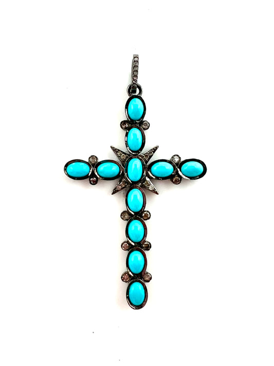 Turquoise + Diamond Cross