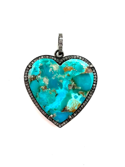 Turquoise + Diamond Heart