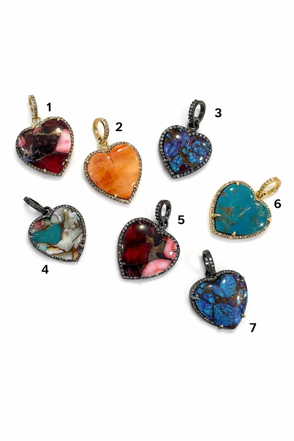 1" Stone Diamond Hearts