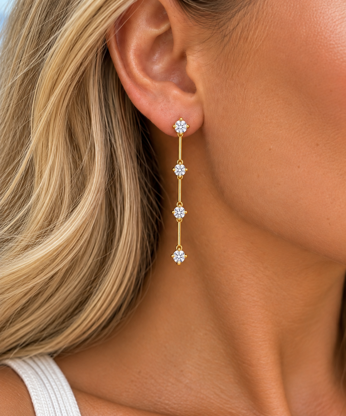 Four Crystal Linear Drops