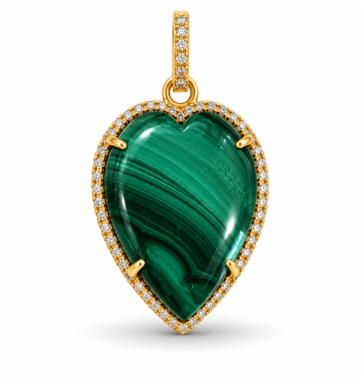 Malachite Diamond Heart