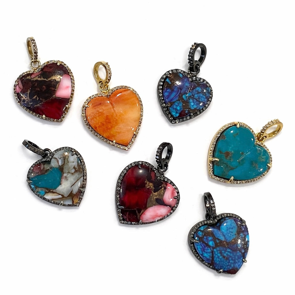 1" Stone Diamond Hearts