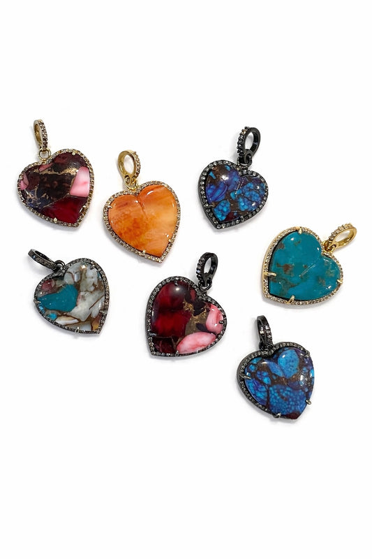 1" Stone Diamond Hearts