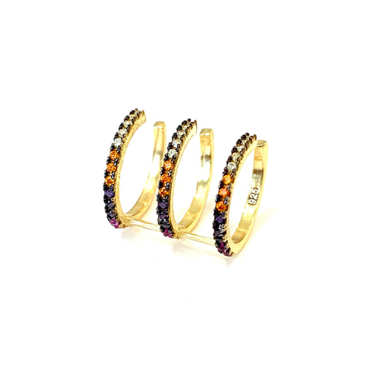 wide rainbow triple cuff