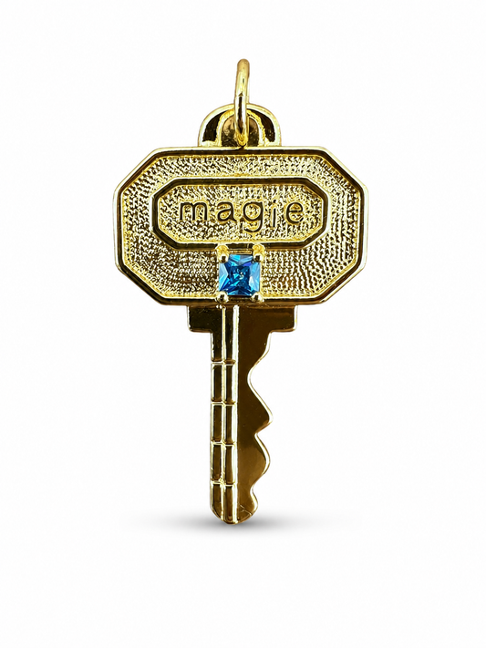 Blue Topaz Gold Key