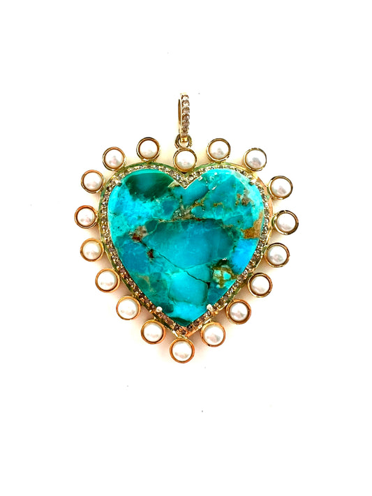 Turquoise + Diamond Heart