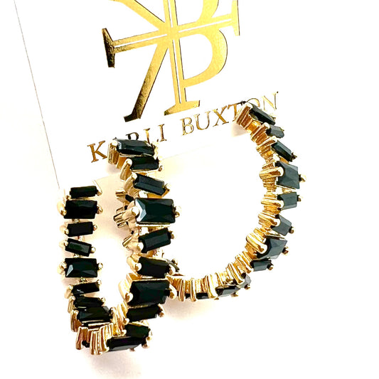 Onyx Baguette Hoop